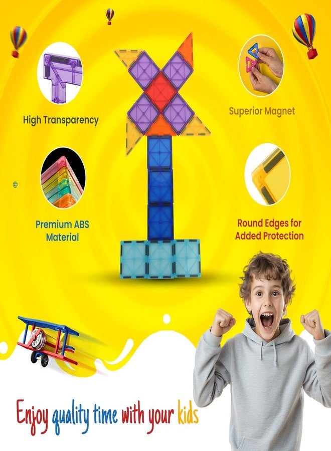 RIZZABAY Magnetic Tiles for Kids (32 Pcs) Magnetic Building Blocks for Kids Age 3+Years, Constructing & Learning Builder Educational Magnetic Blocks Toys Gift for Boys & Girls - Image 3